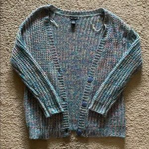 Warm Rainbow Colored Sweater Cardigan